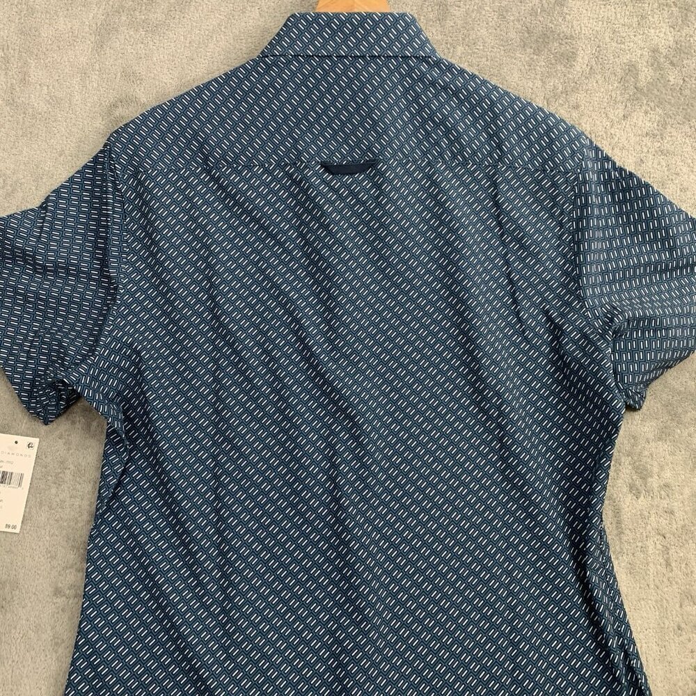7 Diamonds Shirt Mens S Vienti 4-Way Stretch Woven Short Sleeve Blue Button Up - Picture 11 of 11